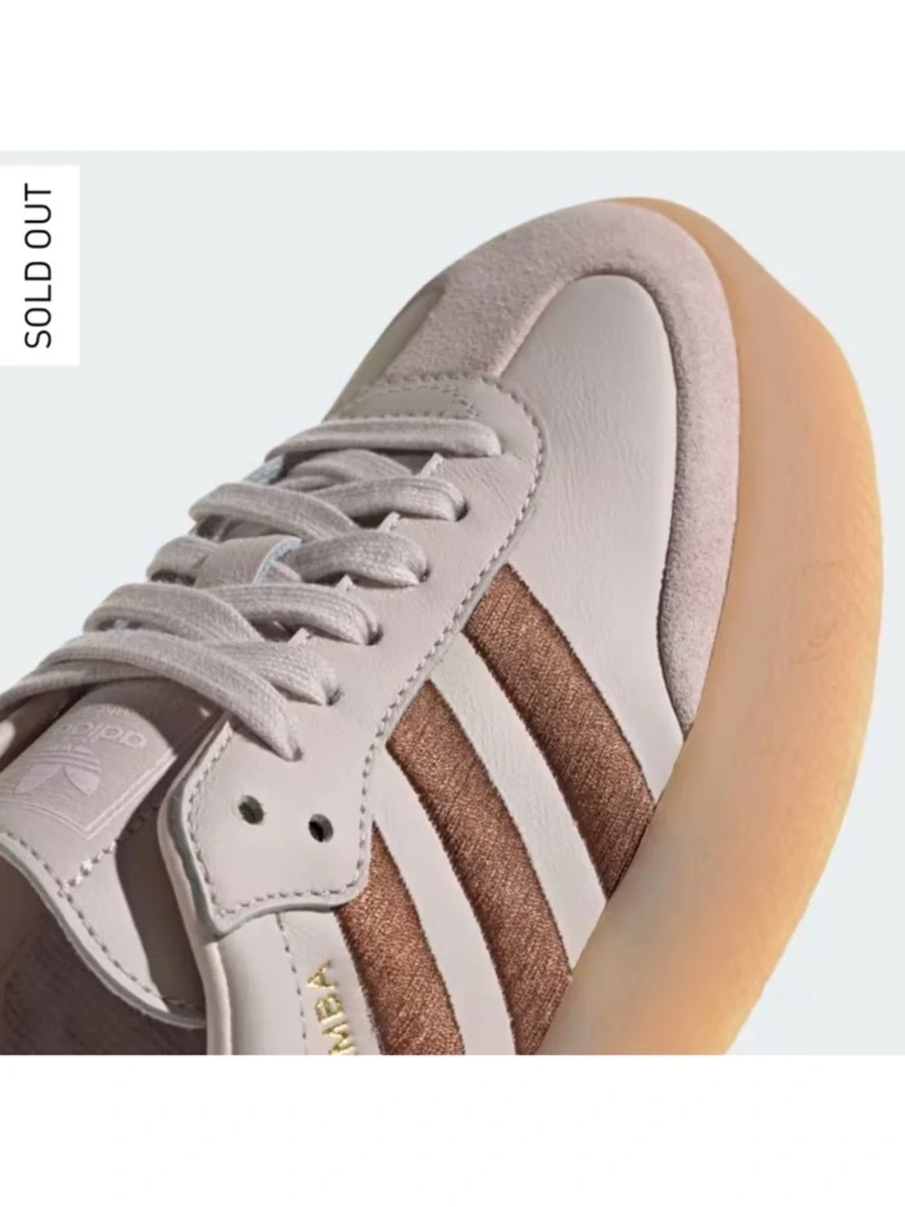 NWT Adidas Sambae platform gum sneakers putty mauve pink brown - Picture 6 of 10